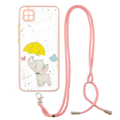 Handyhülle Silikon Hülle Gummi Schutzhülle Flexible Modisch Muster mit Schlüsselband Lanyard Y01X für Xiaomi POCO C31 Gelb