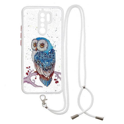 Handyhülle Silikon Hülle Gummi Schutzhülle Flexible Modisch Muster mit Schlüsselband Lanyard Y01X für Xiaomi Poco M2 Plusfarbig