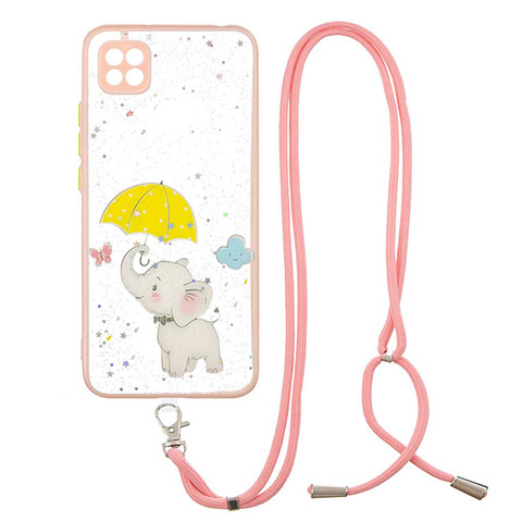 Handyhülle Silikon Hülle Gummi Schutzhülle Flexible Modisch Muster mit Schlüsselband Lanyard Y01X für Xiaomi Redmi 9C Gelb