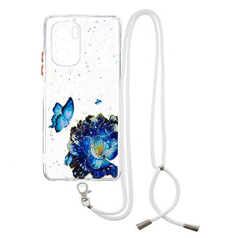 Handyhülle Silikon Hülle Gummi Schutzhülle Flexible Modisch Muster mit Schlüsselband Lanyard Y01X für Xiaomi Redmi K40 Pro 5G Blau