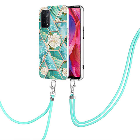 Handyhülle Silikon Hülle Gummi Schutzhülle Flexible Modisch Muster mit Schlüsselband Lanyard Y02B für OnePlus Nord N200 5G Grün