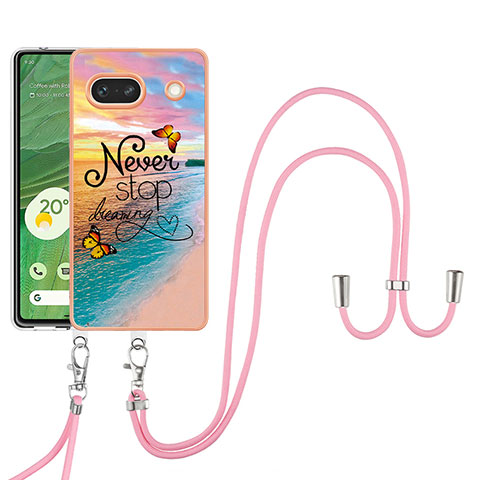 Handyhülle Silikon Hülle Gummi Schutzhülle Flexible Modisch Muster mit Schlüsselband Lanyard Y03B für Google Pixel 7a 5G Plusfarbig