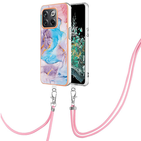 Handyhülle Silikon Hülle Gummi Schutzhülle Flexible Modisch Muster mit Schlüsselband Lanyard Y03B für OnePlus Ace Pro 5G Blau