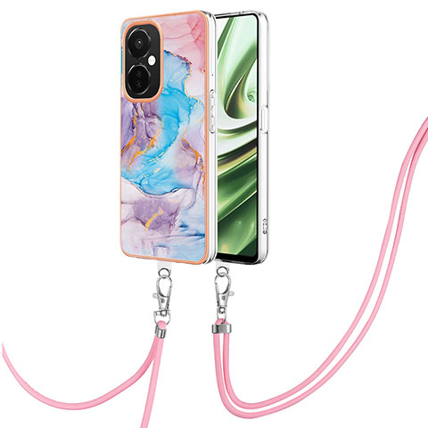 Handyhülle Silikon Hülle Gummi Schutzhülle Flexible Modisch Muster mit Schlüsselband Lanyard Y03B für OnePlus Nord CE 3 Lite 5G Blau