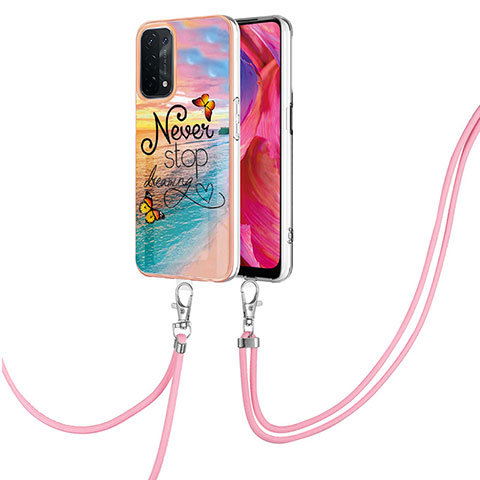 Handyhülle Silikon Hülle Gummi Schutzhülle Flexible Modisch Muster mit Schlüsselband Lanyard Y03B für OnePlus Nord N200 5G Plusfarbig