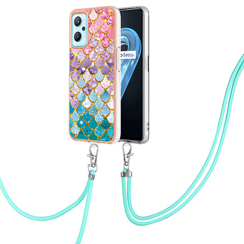 Handyhülle Silikon Hülle Gummi Schutzhülle Flexible Modisch Muster mit Schlüsselband Lanyard Y03B für Oppo K10 4G Bunt