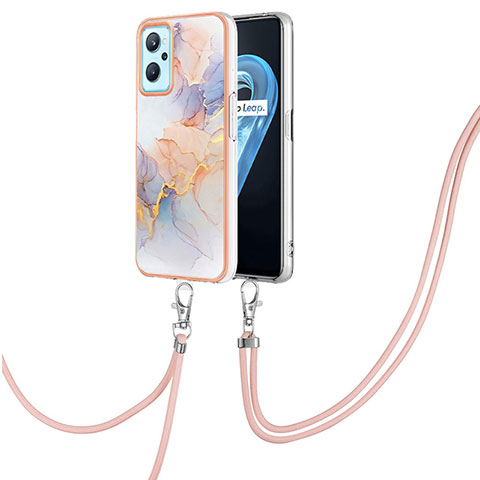 Handyhülle Silikon Hülle Gummi Schutzhülle Flexible Modisch Muster mit Schlüsselband Lanyard Y03B für Oppo K10 4G Helles Lila