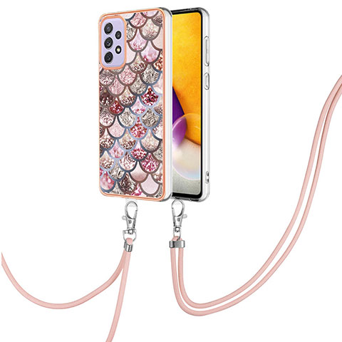 Handyhülle Silikon Hülle Gummi Schutzhülle Flexible Modisch Muster mit Schlüsselband Lanyard Y03B für Samsung Galaxy A23 5G Braun