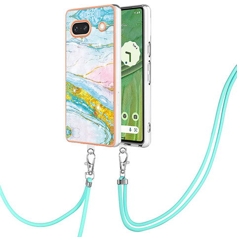 Handyhülle Silikon Hülle Gummi Schutzhülle Flexible Modisch Muster mit Schlüsselband Lanyard Y05B für Google Pixel 7a 5G Bunt