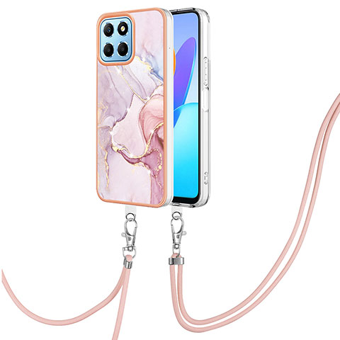 Handyhülle Silikon Hülle Gummi Schutzhülle Flexible Modisch Muster mit Schlüsselband Lanyard Y05B für Huawei Honor 70 Lite 5G Rosa