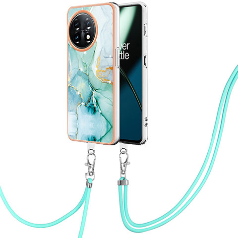 Handyhülle Silikon Hülle Gummi Schutzhülle Flexible Modisch Muster mit Schlüsselband Lanyard Y05B für OnePlus 11 5G Grün