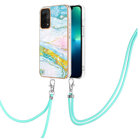 Handyhülle Silikon Hülle Gummi Schutzhülle Flexible Modisch Muster mit Schlüsselband Lanyard Y05B für OnePlus Nord N200 5G Bunt