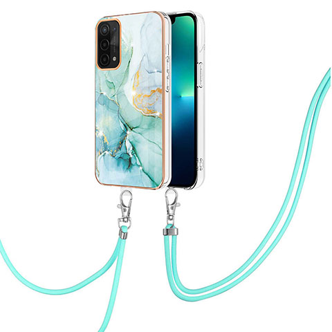 Handyhülle Silikon Hülle Gummi Schutzhülle Flexible Modisch Muster mit Schlüsselband Lanyard Y05B für OnePlus Nord N200 5G Grün