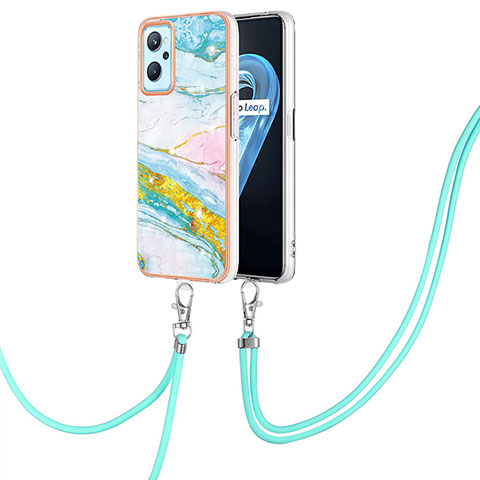 Handyhülle Silikon Hülle Gummi Schutzhülle Flexible Modisch Muster mit Schlüsselband Lanyard Y05B für Oppo A96 4G Bunt