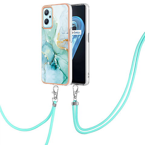 Handyhülle Silikon Hülle Gummi Schutzhülle Flexible Modisch Muster mit Schlüsselband Lanyard Y05B für Oppo K10 4G Grün