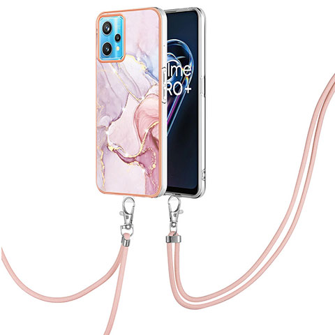 Handyhülle Silikon Hülle Gummi Schutzhülle Flexible Modisch Muster mit Schlüsselband Lanyard Y05B für Realme 9 Pro 5G Rosa