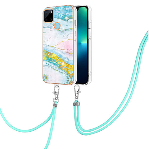 Handyhülle Silikon Hülle Gummi Schutzhülle Flexible Modisch Muster mit Schlüsselband Lanyard Y05B für Realme C21Y Bunt