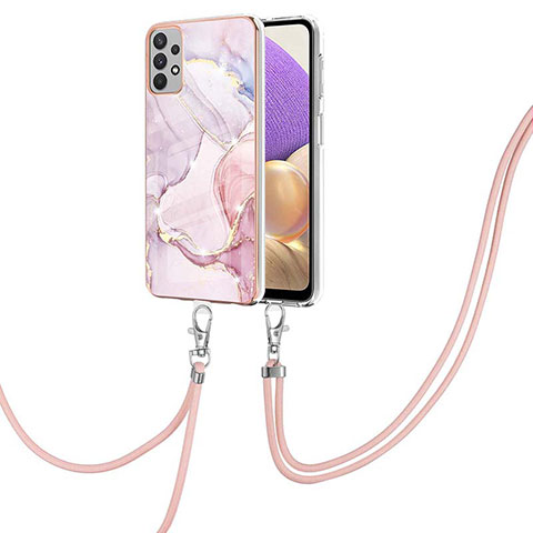 Handyhülle Silikon Hülle Gummi Schutzhülle Flexible Modisch Muster mit Schlüsselband Lanyard Y05B für Samsung Galaxy A13 4G Rosa