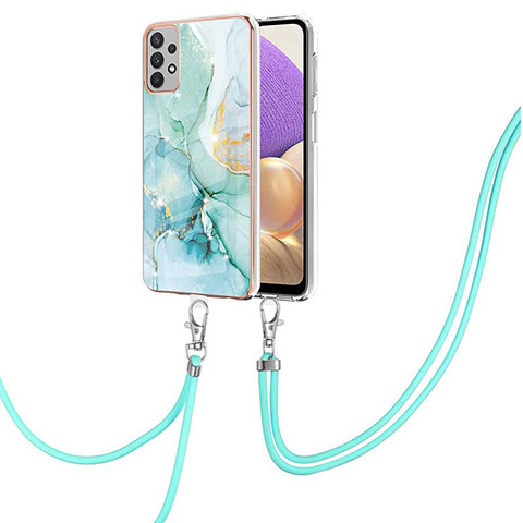 Handyhülle Silikon Hülle Gummi Schutzhülle Flexible Modisch Muster mit Schlüsselband Lanyard Y05B für Samsung Galaxy A23 5G Grün