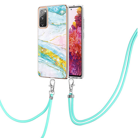 Handyhülle Silikon Hülle Gummi Schutzhülle Flexible Modisch Muster mit Schlüsselband Lanyard Y05B für Samsung Galaxy S20 FE 4G Bunt