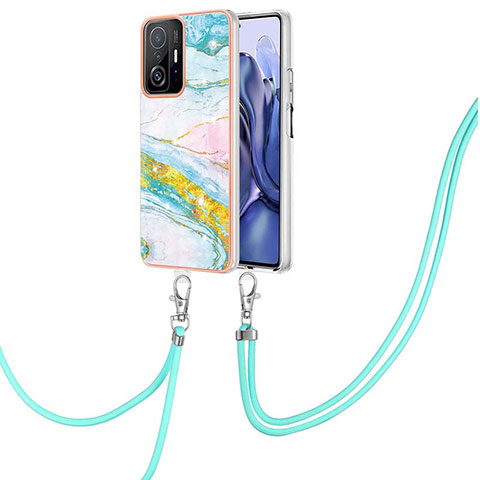 Handyhülle Silikon Hülle Gummi Schutzhülle Flexible Modisch Muster mit Schlüsselband Lanyard Y05B für Xiaomi Mi 11T 5G Bunt