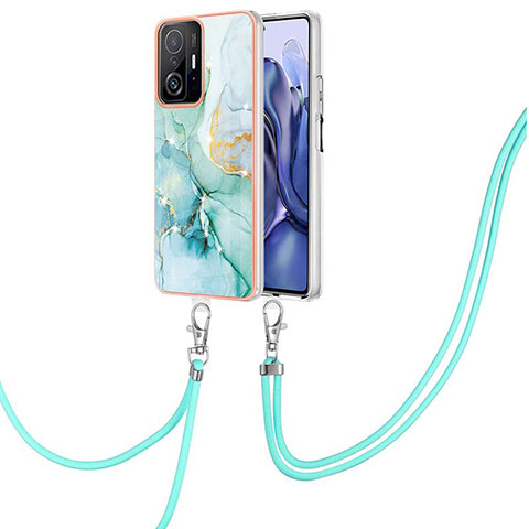 Handyhülle Silikon Hülle Gummi Schutzhülle Flexible Modisch Muster mit Schlüsselband Lanyard Y05B für Xiaomi Mi 11T 5G Grün