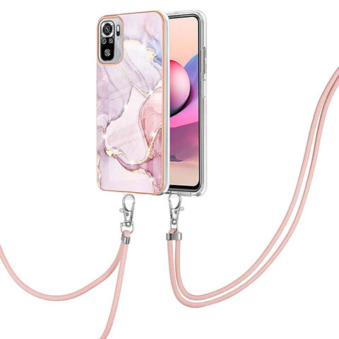 Handyhülle Silikon Hülle Gummi Schutzhülle Flexible Modisch Muster mit Schlüsselband Lanyard Y05B für Xiaomi Poco M5S Rosa