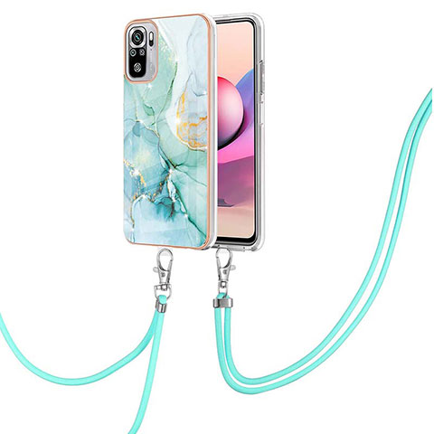 Handyhülle Silikon Hülle Gummi Schutzhülle Flexible Modisch Muster mit Schlüsselband Lanyard Y05B für Xiaomi Redmi Note 10 4G Grün