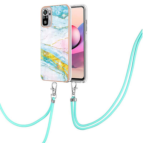 Handyhülle Silikon Hülle Gummi Schutzhülle Flexible Modisch Muster mit Schlüsselband Lanyard Y05B für Xiaomi Redmi Note 10S 4G Bunt