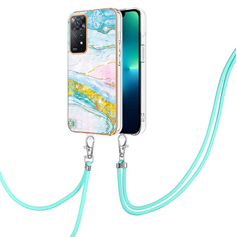 Handyhülle Silikon Hülle Gummi Schutzhülle Flexible Modisch Muster mit Schlüsselband Lanyard Y05B für Xiaomi Redmi Note 11 4G (2022) Bunt