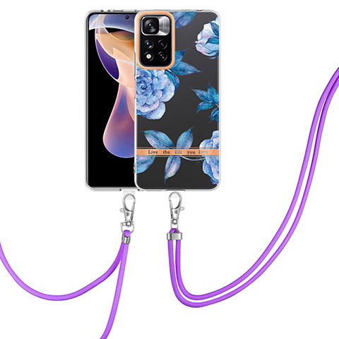 Handyhülle Silikon Hülle Gummi Schutzhülle Flexible Modisch Muster mit Schlüsselband Lanyard Y06B für Xiaomi Mi 11i 5G (2022) Blau