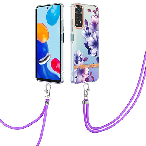 Handyhülle Silikon Hülle Gummi Schutzhülle Flexible Modisch Muster mit Schlüsselband Lanyard Y06B für Xiaomi Redmi Note 11 4G (2022) Violett