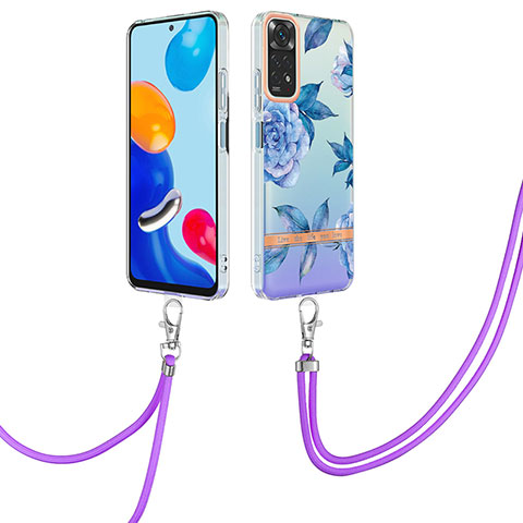 Handyhülle Silikon Hülle Gummi Schutzhülle Flexible Modisch Muster mit Schlüsselband Lanyard Y06B für Xiaomi Redmi Note 11S 4G Blau