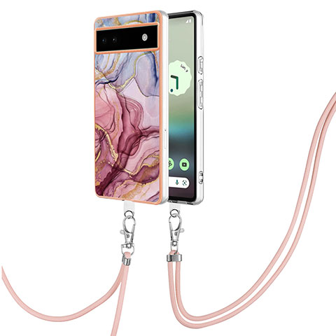 Handyhülle Silikon Hülle Gummi Schutzhülle Flexible Modisch Muster mit Schlüsselband Lanyard Y07B für Google Pixel 6a 5G Plusfarbig