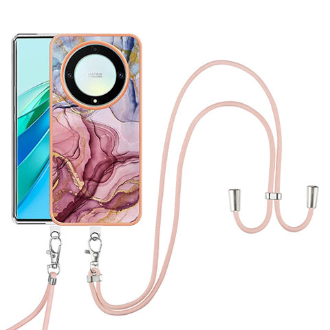 Handyhülle Silikon Hülle Gummi Schutzhülle Flexible Modisch Muster mit Schlüsselband Lanyard Y07B für Huawei Honor Magic5 Lite 5G Plusfarbig