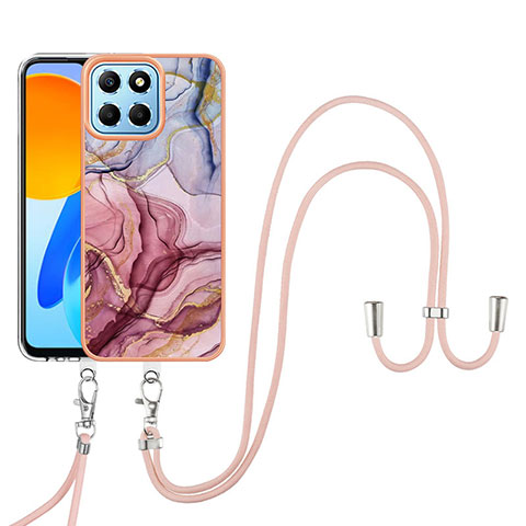 Handyhülle Silikon Hülle Gummi Schutzhülle Flexible Modisch Muster mit Schlüsselband Lanyard Y07B für Huawei Honor X6 5G Plusfarbig