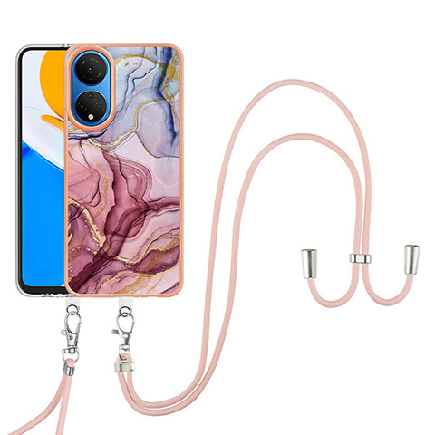 Handyhülle Silikon Hülle Gummi Schutzhülle Flexible Modisch Muster mit Schlüsselband Lanyard Y07B für Huawei Honor X7 Plusfarbig