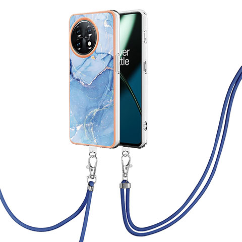 Handyhülle Silikon Hülle Gummi Schutzhülle Flexible Modisch Muster mit Schlüsselband Lanyard Y07B für OnePlus 11 5G Blau