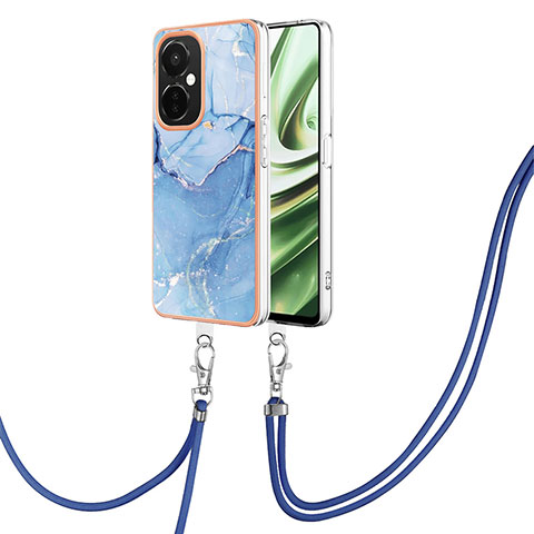 Handyhülle Silikon Hülle Gummi Schutzhülle Flexible Modisch Muster mit Schlüsselband Lanyard Y07B für OnePlus Nord CE 3 5G Blau