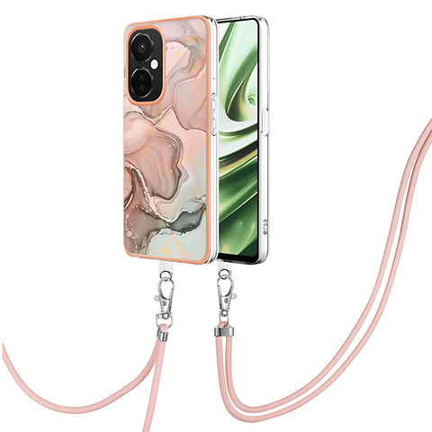 Handyhülle Silikon Hülle Gummi Schutzhülle Flexible Modisch Muster mit Schlüsselband Lanyard Y07B für OnePlus Nord CE 3 5G Rosa