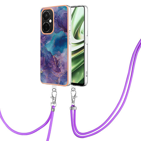 Handyhülle Silikon Hülle Gummi Schutzhülle Flexible Modisch Muster mit Schlüsselband Lanyard Y07B für OnePlus Nord CE 3 5G Violett