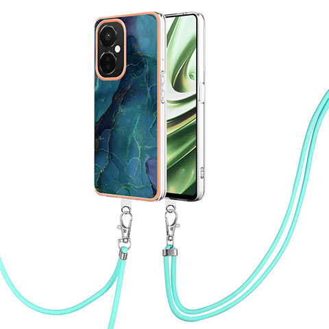 Handyhülle Silikon Hülle Gummi Schutzhülle Flexible Modisch Muster mit Schlüsselband Lanyard Y07B für OnePlus Nord CE 3 Lite 5G Grün