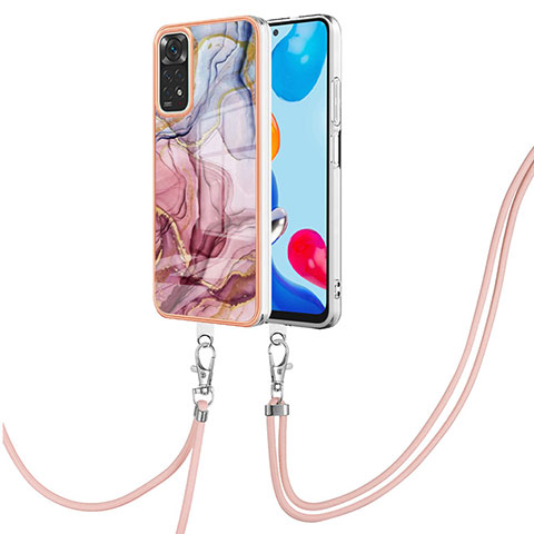 Handyhülle Silikon Hülle Gummi Schutzhülle Flexible Modisch Muster mit Schlüsselband Lanyard YB1 für Xiaomi Redmi Note 11 4G (2022) Plusfarbig