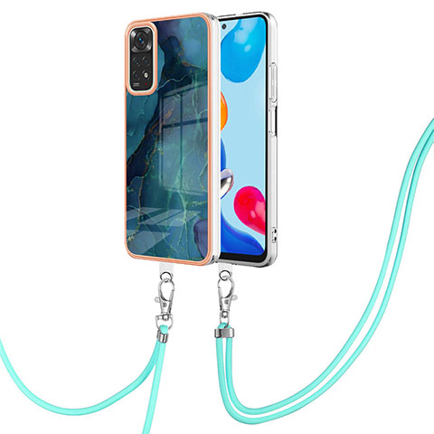 Handyhülle Silikon Hülle Gummi Schutzhülle Flexible Modisch Muster mit Schlüsselband Lanyard YB1 für Xiaomi Redmi Note 11S 4G Grün