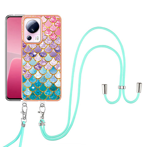 Handyhülle Silikon Hülle Gummi Schutzhülle Flexible Modisch Muster mit Schlüsselband Lanyard YB3 für Xiaomi Civi 2 5G Bunt