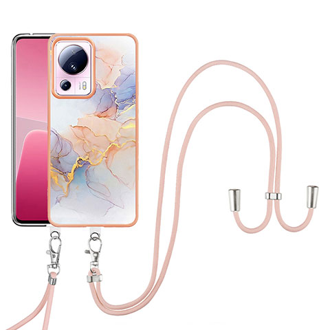 Handyhülle Silikon Hülle Gummi Schutzhülle Flexible Modisch Muster mit Schlüsselband Lanyard YB3 für Xiaomi Civi 2 5G Helles Lila