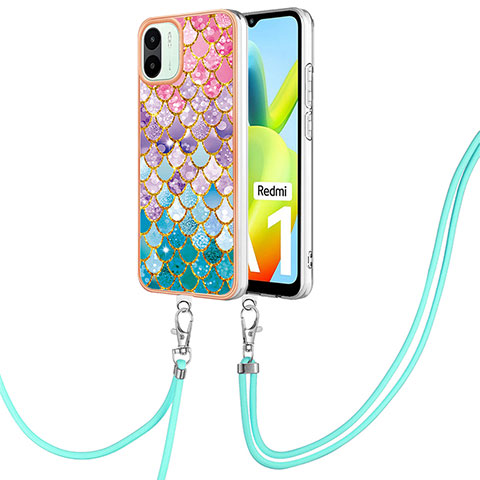 Handyhülle Silikon Hülle Gummi Schutzhülle Flexible Modisch Muster mit Schlüsselband Lanyard YB3 für Xiaomi Poco C50 Bunt