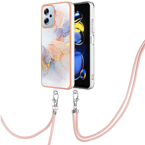 Handyhülle Silikon Hülle Gummi Schutzhülle Flexible Modisch Muster mit Schlüsselband Lanyard YB3 für Xiaomi Poco X4 GT 5G Helles Lila