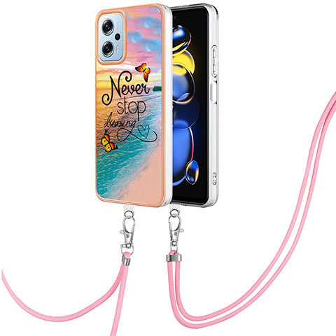 Handyhülle Silikon Hülle Gummi Schutzhülle Flexible Modisch Muster mit Schlüsselband Lanyard YB3 für Xiaomi Redmi Note 11 Pro+ Plus 5G Plusfarbig