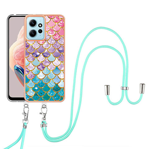 Handyhülle Silikon Hülle Gummi Schutzhülle Flexible Modisch Muster mit Schlüsselband Lanyard YB3 für Xiaomi Redmi Note 12 4G Bunt